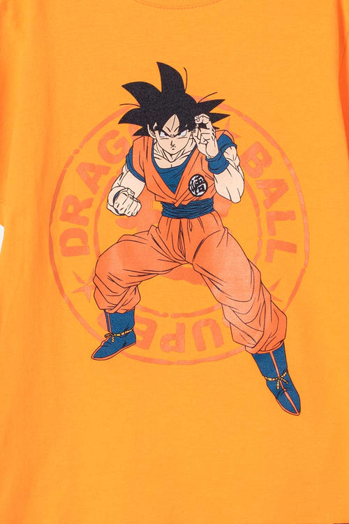 CAMISETA DE DRAGON BALL MANGA CORTA NARANJA PARA NIÑO