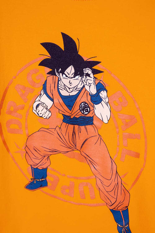 CAMISETA DE DRAGON BALL MANGA CORTA NARANJA PARA NIÑO