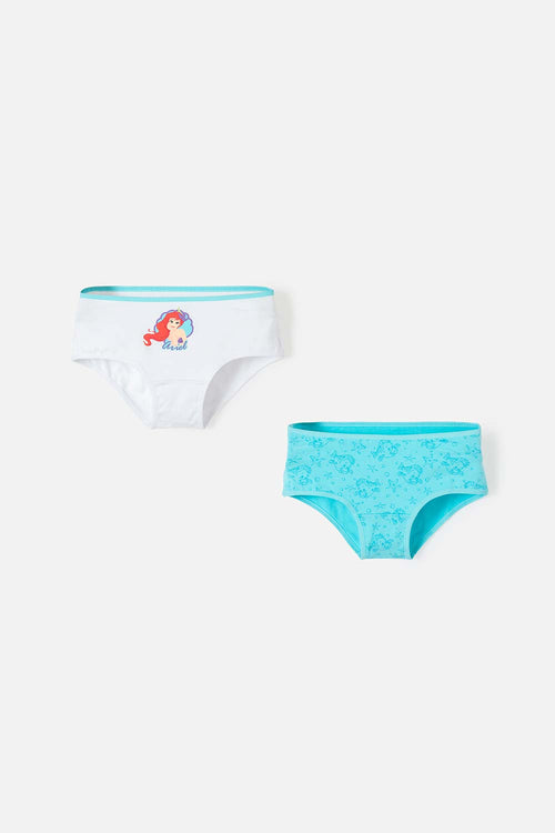 PACK X2 PANTIES DE LA SIRENITA AZUL Y BLANCO PARA NIÑA