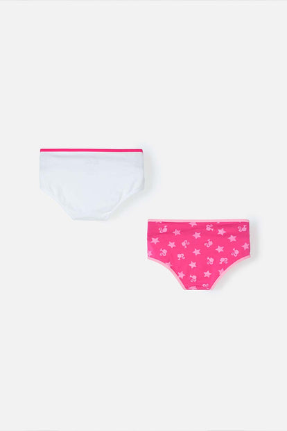 PACK X2 PANTIES DE BARBIE BLANCO Y FUCSIA PARA NIÑA