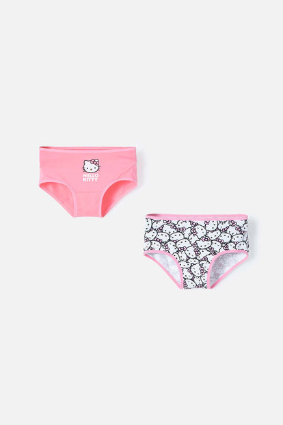PACK X2 PANTIES DE HELLO KITTY BLANCO Y ROSADO PARA NIÑA
