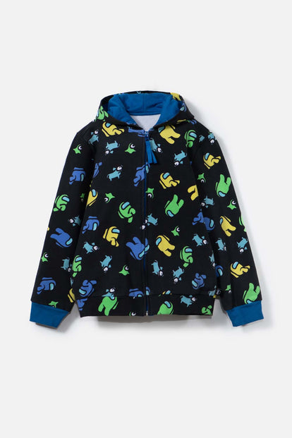 BUZO DE AMONG US CON CAPUCHA NEGRO PARA TEEN NIÑO