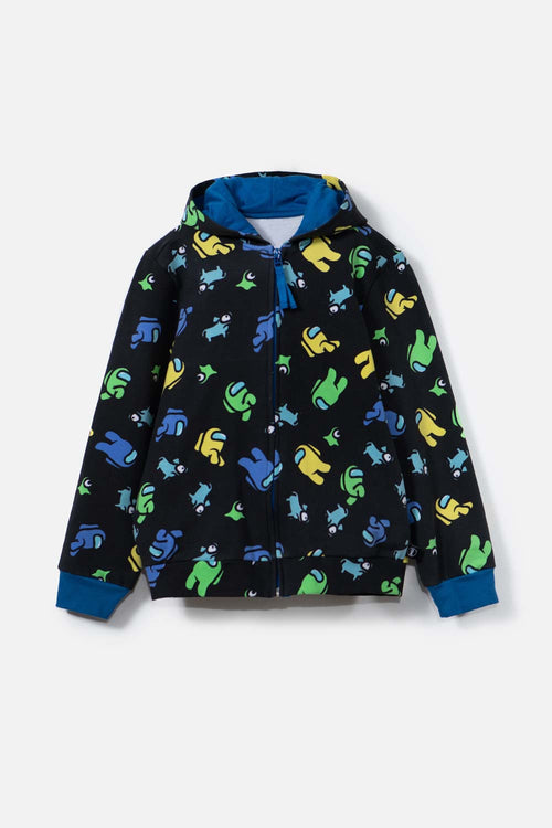 BUZO DE AMONG US CON CAPUCHA NEGRO PARA TEEN NIÑO