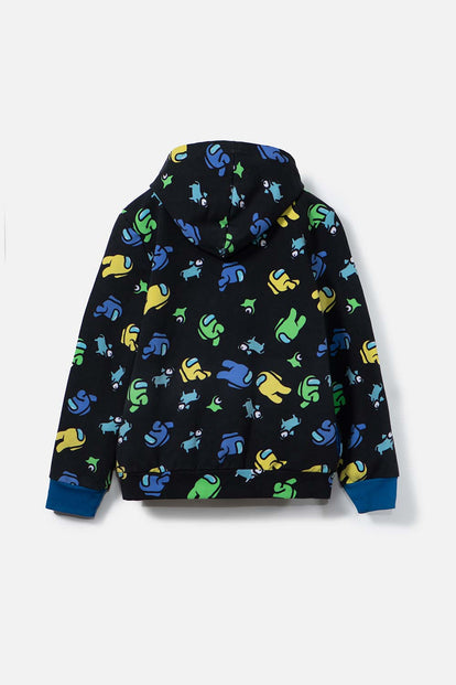 BUZO DE AMONG US CON CAPUCHA NEGRO PARA TEEN NIÑO