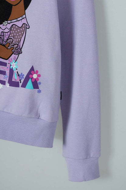 BUZO DE ENCANTO CUELLO REDONDO LILA PARA NIÑA