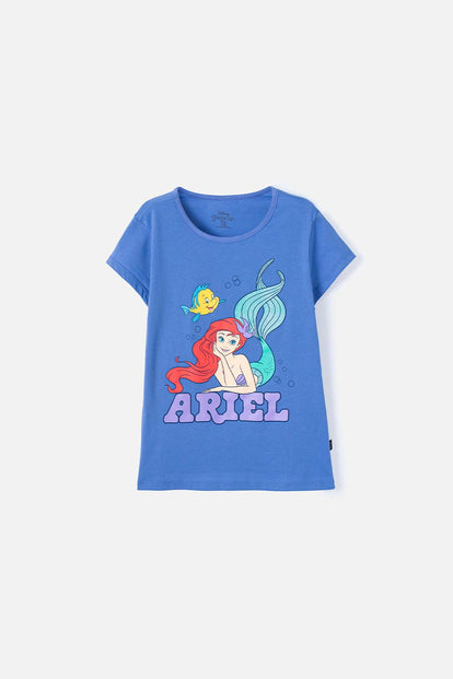 CAMISETA DE LA SIRENITA MANGA CORTA MORADA PARA NIÑA