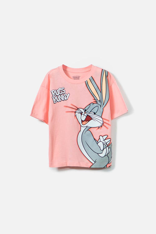 Card slide image -  CAMISETA DE BUGS BUNNY MANGA CORTA MANDARINA PARA NIÑA