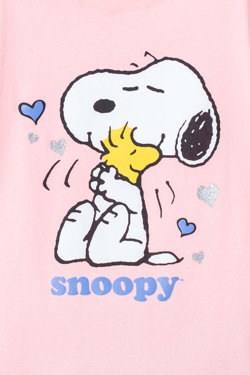 CAMISETA DE SNOOPY MANGA CORTA MANDARINA PARA NIÑA