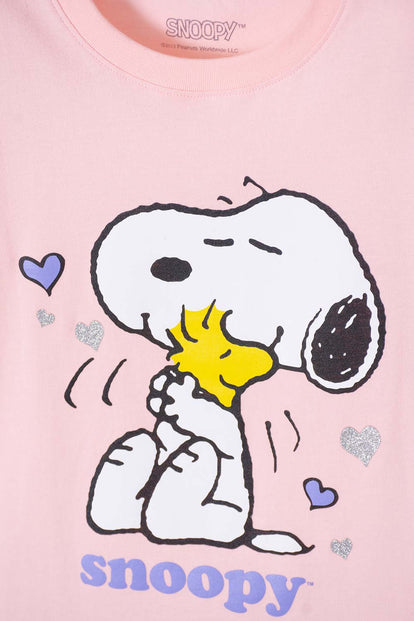 CAMISETA DE SNOOPY MANGA CORTA MANDARINA PARA NIÑA