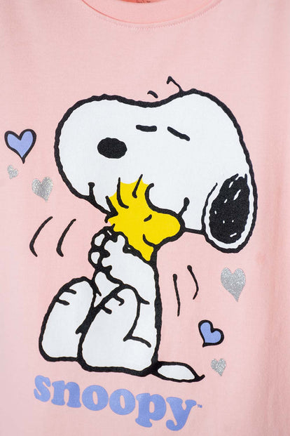 CAMISETA DE SNOOPY MANGA CORTA MANDARINA PARA NIÑA
