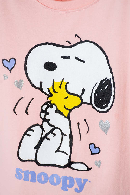 CAMISETA DE SNOOPY MANGA CORTA MANDARINA PARA NIÑA