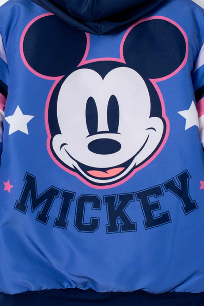 CHAQUETA DE MICKEY MOUSE ABIERTA CON CHOMPA AZUL PARA NIÑA