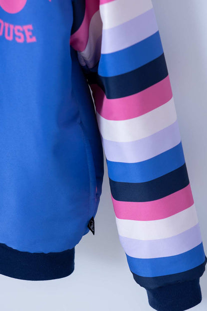 CHAQUETA DE MICKEY MOUSE ABIERTA CON CHOMPA AZUL PARA NIÑA