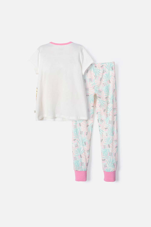 Card slide image -  PIJAMA DE BARBIE DE MANGA CORTA MARFIL PARA NIÑA