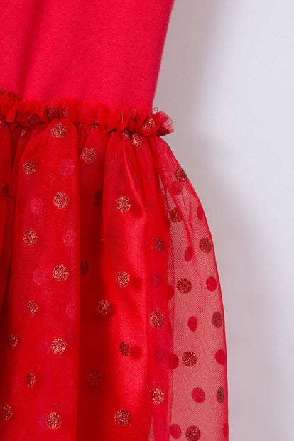 VESTIDO DE MINNIE MOUSE CON FALDA DE TUTÚ  ROJO PARA NIÑA