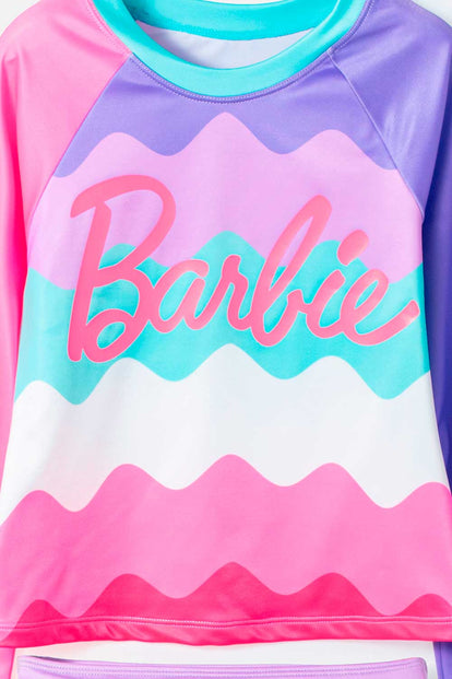 CONJUNTO DE BAÑO DE BARBIE MULTICOLOR PARA NIÑA