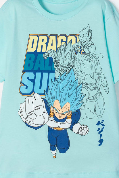 CAMISETA DE DRAGON BALL MANGA AZUL CORTA PARA NIÑO