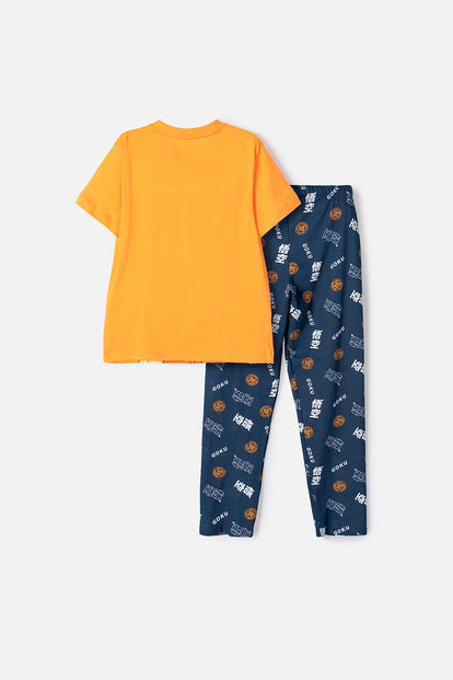 PIJAMA DE DRAGON BALL DE PANTALÓN LARGO NARANJA Y AZUL PARA NIÑO