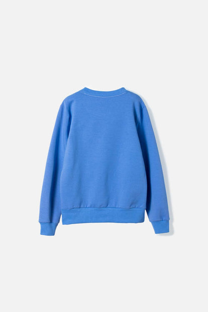 BUZO DE LA SIRENITA CUELLO REDONDO AZUL  PARA NIÑA