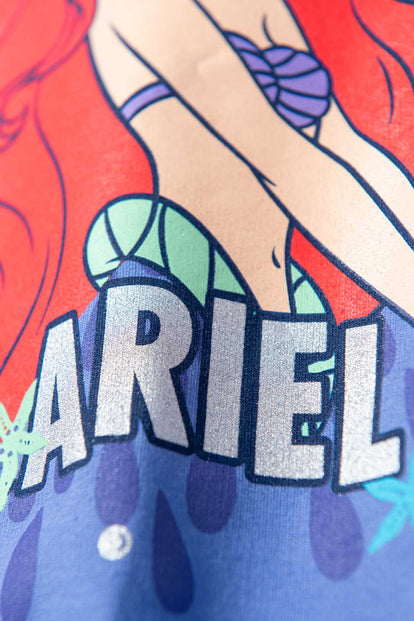 BUZO DE LA SIRENITA CUELLO REDONDO AZUL  PARA NIÑA