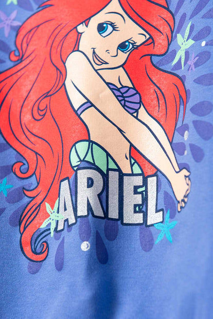 BUZO DE LA SIRENITA CUELLO REDONDO AZUL  PARA NIÑA