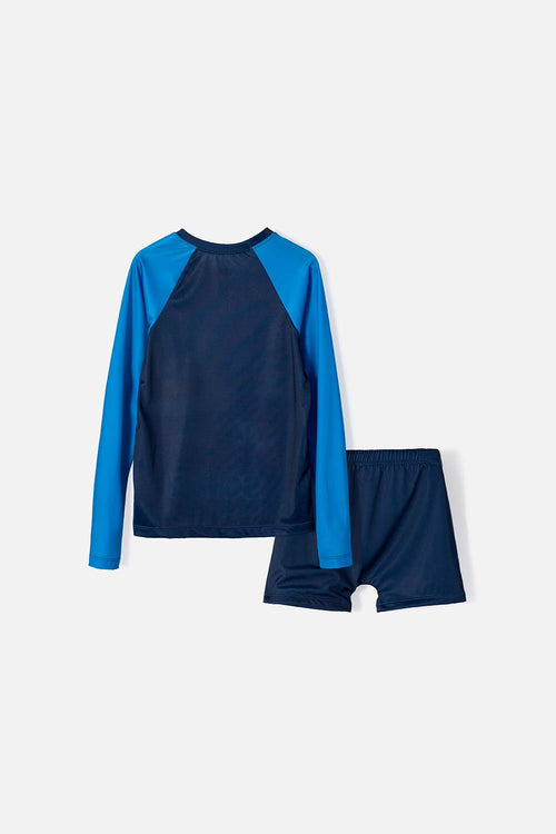 CONJUNTO DE BAÑO SONIC MANGA LARGA AZUL PARA NIÑO