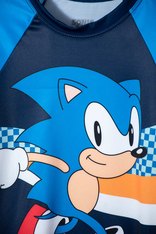 CONJUNTO DE BAÑO SONIC MANGA LARGA AZUL PARA NIÑO