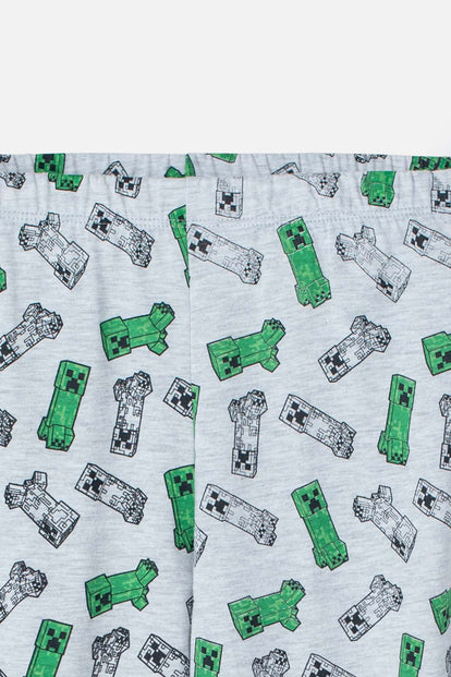  PIJAMA DE MINECRAFT GRIS Y VERDE DE PANTALÓN LARGO PARA NIÑO