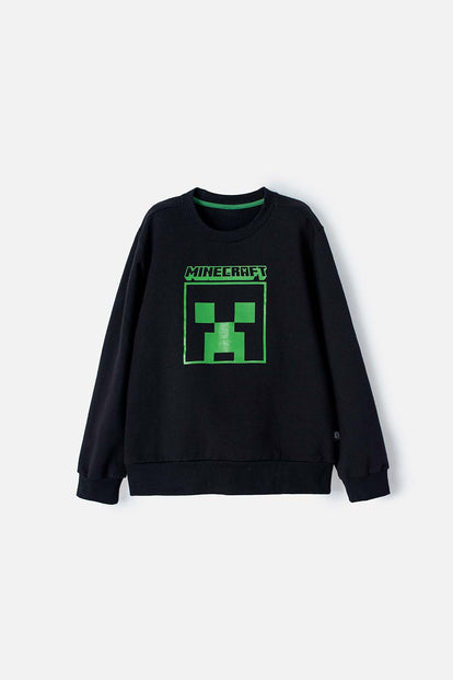  BUZO DE MINECRAFT CERRADO NEGRO PARA NIÑO