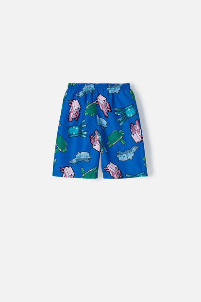 PANTALONETA DE BAÑO MINECRAFT CON CORDÓN AZUL PARA NIÑO