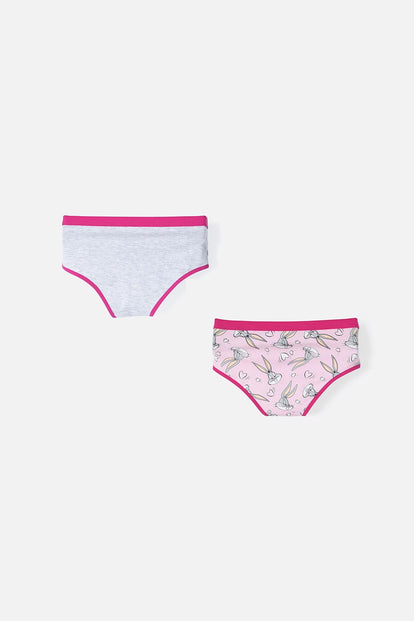 PACK X2 PANTIES DE LOS LOONEY TUNES GRIS/ROSADA PARA NIÑA