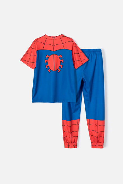 PIJAMA DE SPIDER-MAN DE PANTALÓN LARGO AZUL Y ROJA PARA NIÑO