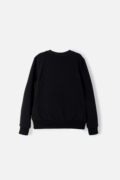 BUZO DE BARBIE CUELLO REDONDO NEGRO PARA NIÑA