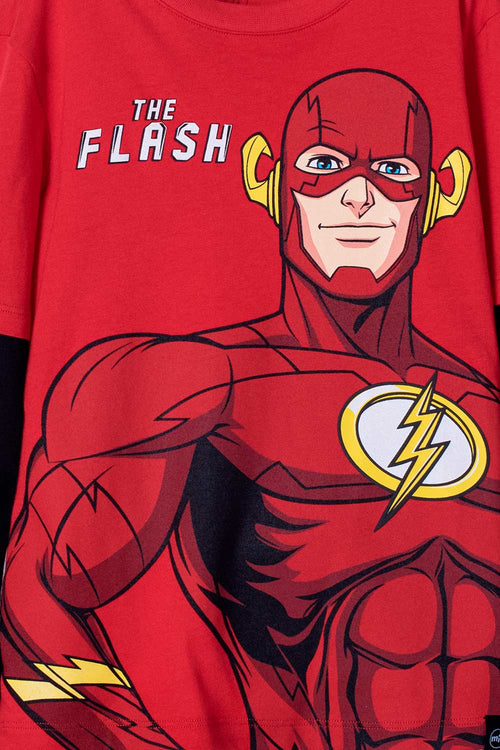 CAMISETA DE FLASH ROJA MANGA LARGA PARA NIÑO