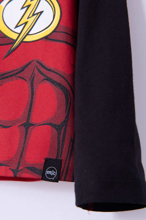 CAMISETA DE FLASH ROJA MANGA LARGA PARA NIÑO
