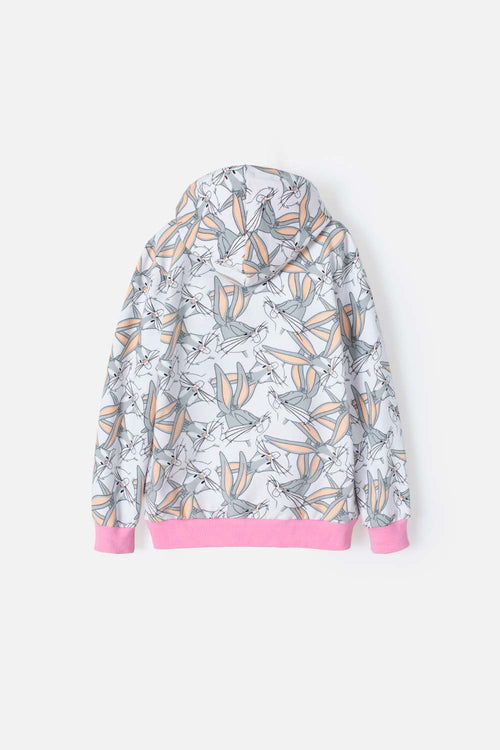 BUZO DE LOONEY TUNES CON CIERRE GRIS Y ROSADO PARA NIÑA