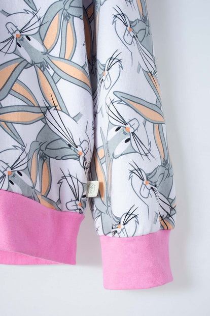 BUZO DE LOONEY TUNES CON CIERRE GRIS Y ROSADO PARA NIÑA