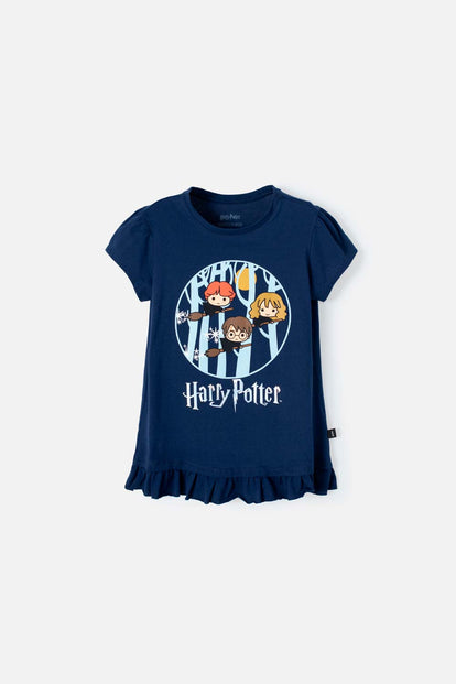 CAMISETA DE HARRY POTTER AZUL MANGA CORTA PARA NIÑA
