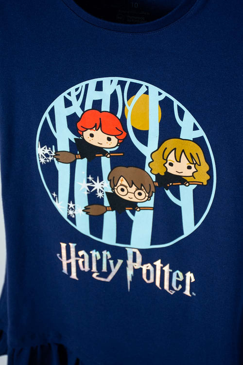 CAMISETA DE HARRY POTTER AZUL MANGA CORTA PARA NIÑA