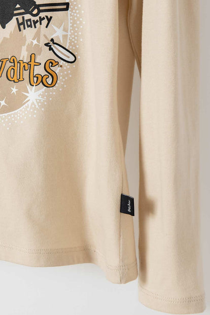 CAMISETA DE HARRY POTTER CAQUI MANGA LARGA PARA NIÑA