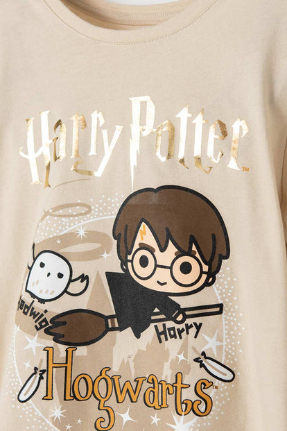 CAMISETA DE HARRY POTTER CAQUI MANGA LARGA PARA NIÑA