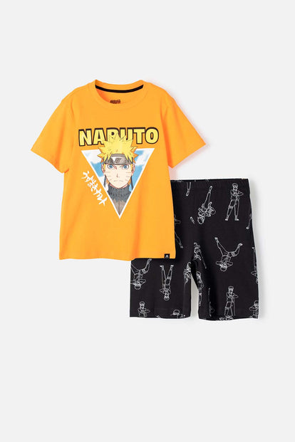 PIJAMA DE NARUTO NARANJA Y NEGRA DE PANTALÓN CORTO PARA JUNIOR NIÑO