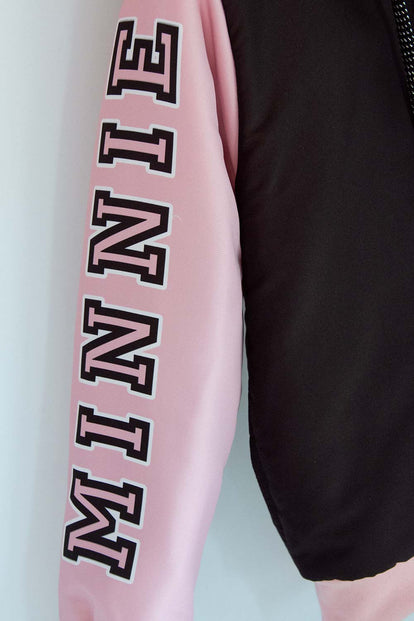 CHAQUETA DE MINNIE MOUSE NEGRA Y ROSADA IMPERMEABLE PARA NIÑA