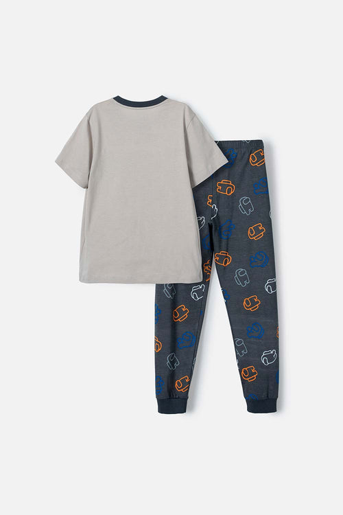 Card slide image -  PIJAMA DE AMONG US MANGA CORTA PANTALÓN LARGO GRIS PARA NIÑO