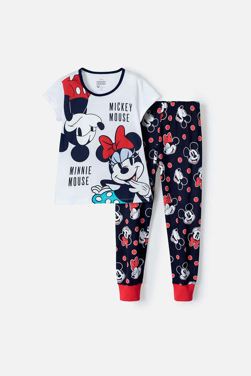 PIJAMA DE MICKEY MOUSE AZUL, ROJA Y BLANCA DE PANTALÓN LARGO PARA NIÑA