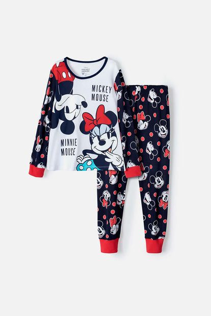 PIJAMA DE MICKEY MOUSE DE PANTALÓN LARGO AZUL, ROJA Y BLANCA PARA NIÑA