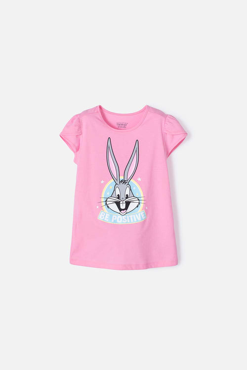 CAMISETA DE LOONEY TUNES MANGA CORTA ROSADA PARA NIÑA