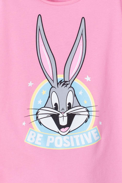 CAMISETA DE LOONEY TUNES MANGA CORTA ROSADA PARA NIÑA