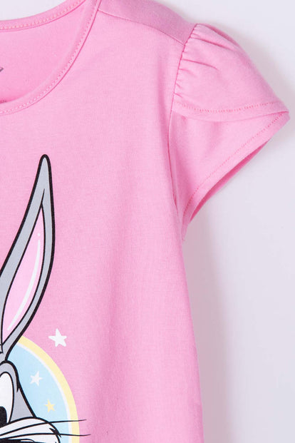 CAMISETA DE LOONEY TUNES MANGA CORTA ROSADA PARA NIÑA