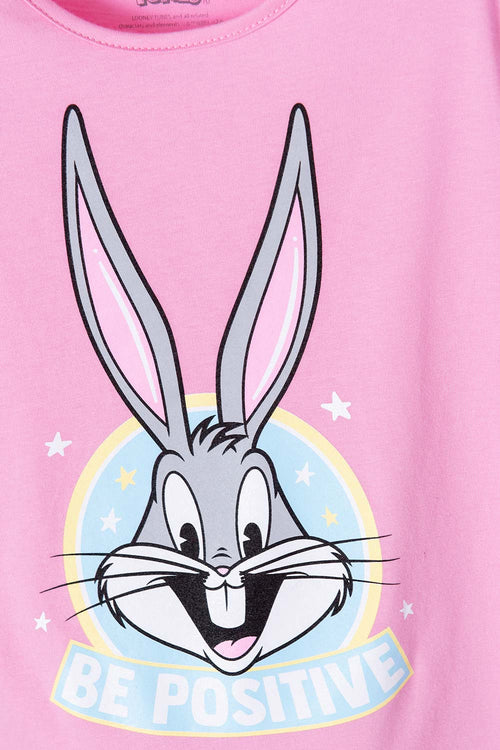 CAMISETA DE LOONEY TUNES MANGA CORTA ROSADA PARA NIÑA